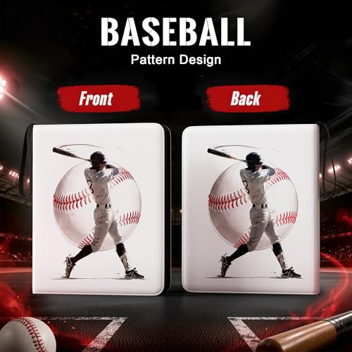 Image of Kabinka 9 Pocket Baseball Card Binder, 900 Standard Cards Sports Card Binder with Zipper, Protective Trading Card Binder Collector Organizer for Baseball Sports Cards TCG (Baseball 1)