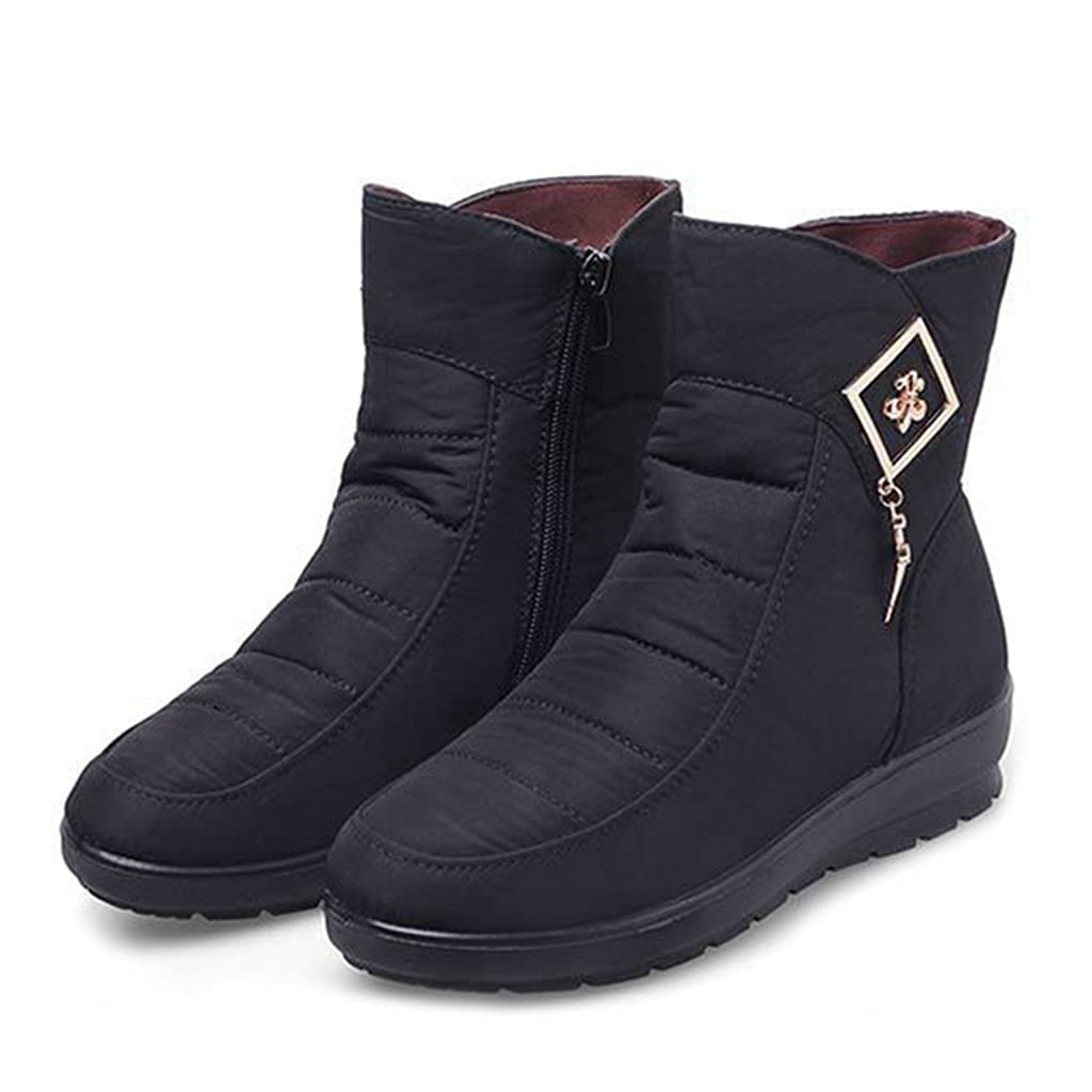 MIOKE Womens Winter Warm Fur Snow Ankle Boots Waterproof Zipper Anti-slip Outdoor Rain Snow Short Booties