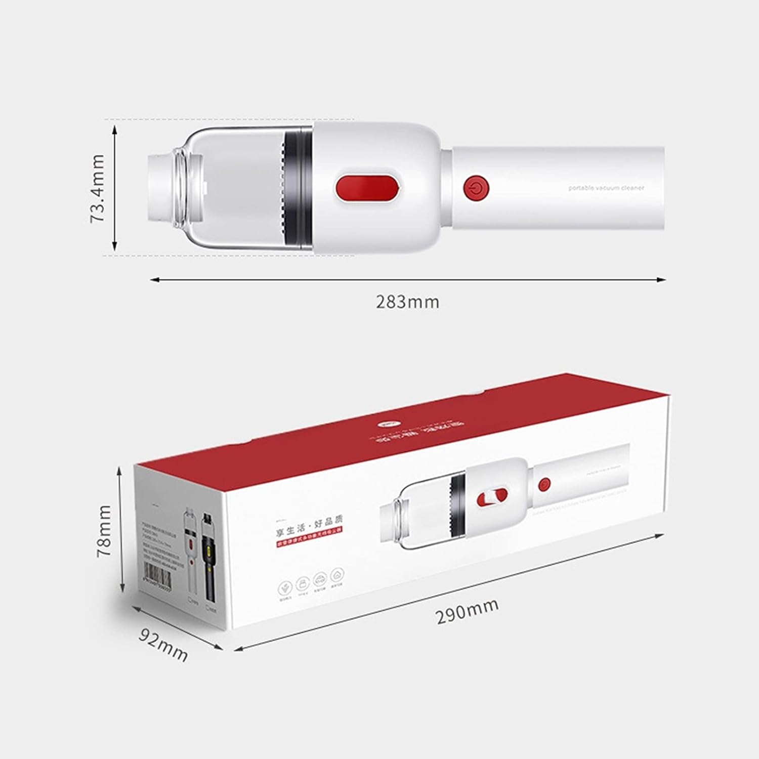 Portable Car Vacuum Cordless Portable Handheld Vacuum with 12000PA Powerful Suction Wet and Dry Small Car Interior Cleaner Auto,White