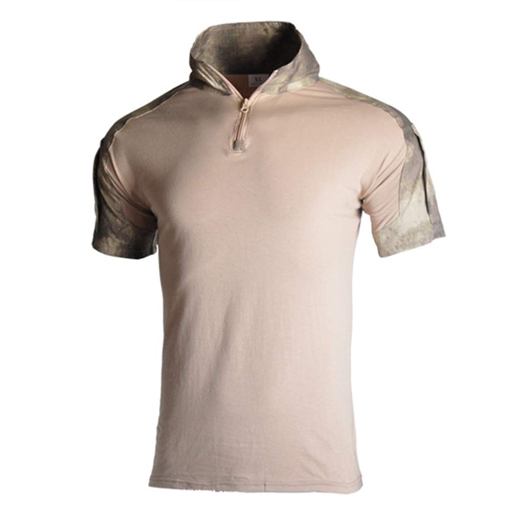 Lilychan Men's Ruin Ash Lilichan Tactical Short Sleeve Military Shirt - Outdoor Combat Shirt With Zipper (Medium, )