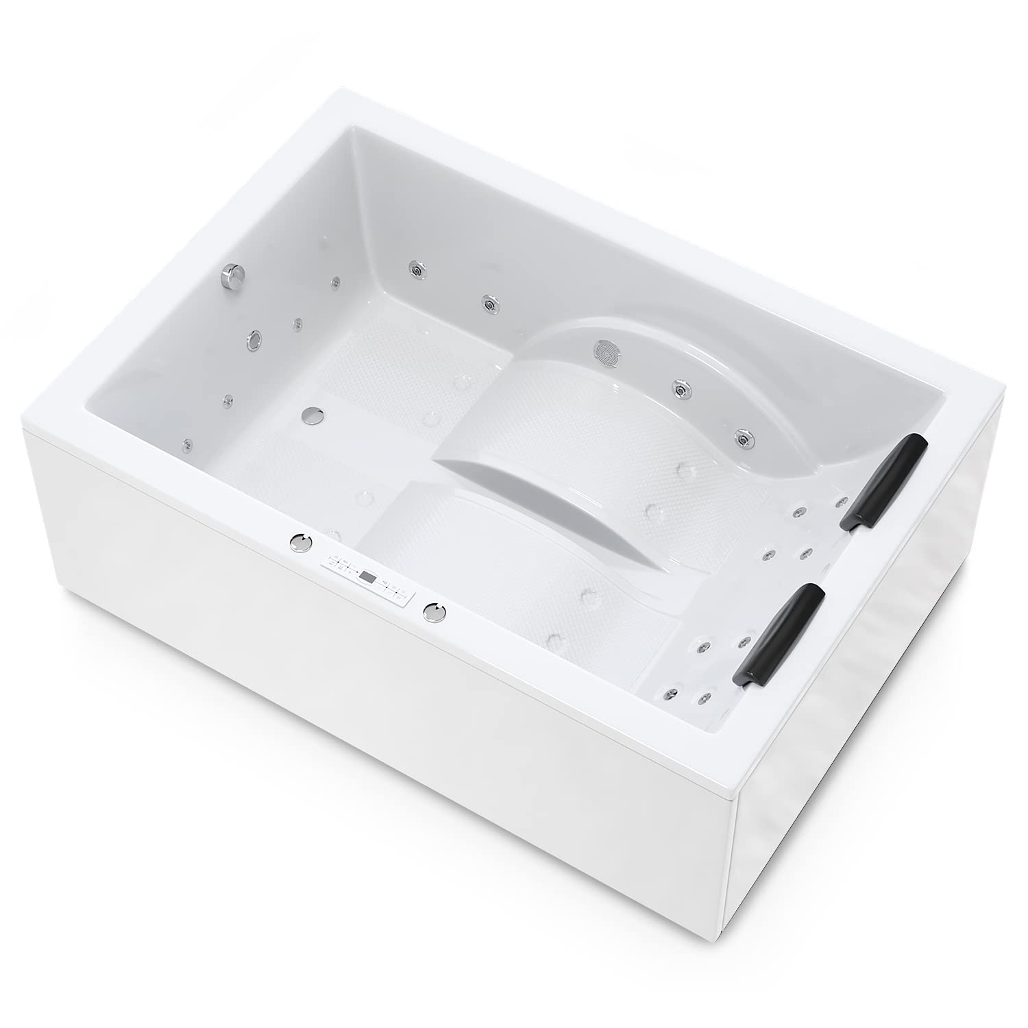 AQUADE Jacuzzi 2 Person Whirlpool Badewanne Marburg Classic XL 180x130 mit LED Whirlpool Beleuchtung & Badekissen für Badewanne Whirlpool 2 Personen/Whirlpool Badewannen Set