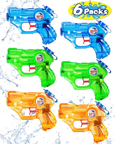 Quanquer 6 Pack Wasserpistolen für Kinder – 150 ml FassungsvermögennMini-Wasserpistole mit 7 m Reichweite, Wasserpistole für Kinder, Jungen und Mädchen, für Sommerpartys im Garten Pool
