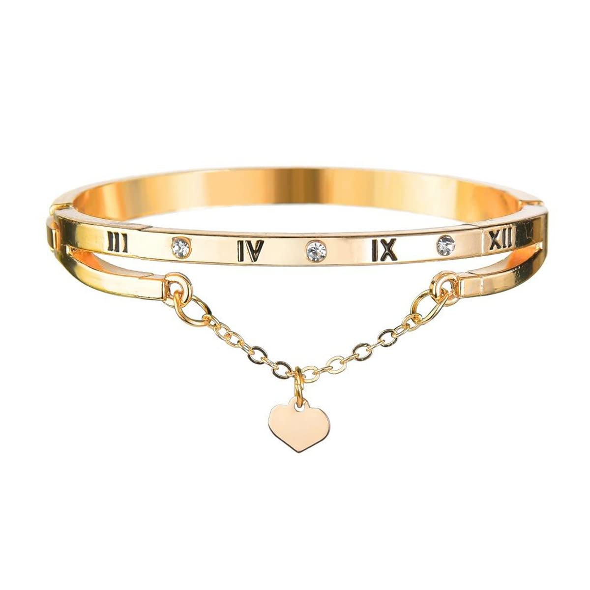 Jewels Galaxy Gold Plated Roman Numbers engraved Stone Studded Korean Bracelet For Women and Girls (MYN-BNG-17184) (B0BRBKBVCJ) Amazon Price History, Amazon Price Tracker