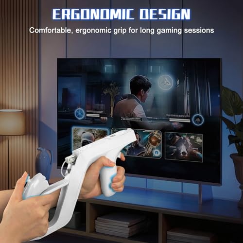 Image of GLCONN Wii Remote Controllers Shooting Game Wii u Zapper Gun Grip-Wii & Wii U Remote Game Suitable Hunting Guns for Wii Accessories,White,2 Pack