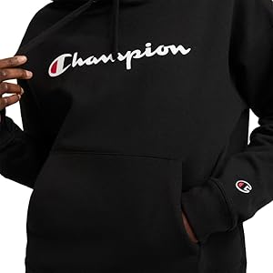 Champion Womens Pullover Fleece Hoodie, Loose Fit, Midweight, Script Logo