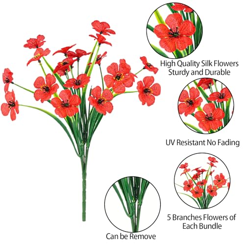 MACTING Artificial Flowers for Outdoors 6 Bundles Fake Flowers UV Resistant Faux Plastic Plants No Fade for Planters Window Box Patio Porch Garden Yard Indoor Outside Summer Decorations(Mix Color-1) - Image 5