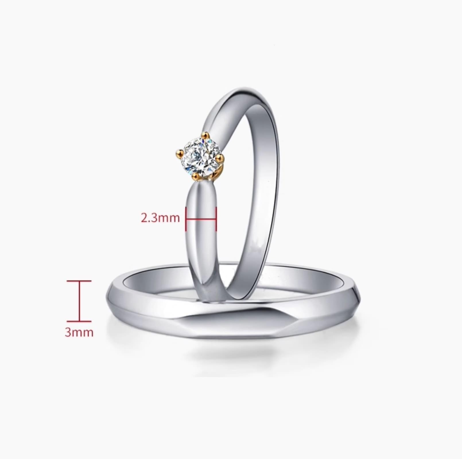Wycian Anillos de Promesa Hombre Anillos Plateado Oro Blanco de 9 Quilates Polaco Talla 20 Sólido No Chapado Moda para Hombres Boda Joyas