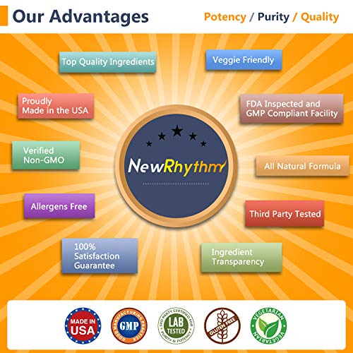 NewRhythm Probiotics 50 Billion CFU 20 Strains, 60 Veggie Capsules, Targeted Release Technology, Stomach Acid Resistant, No Need for Refrigeration, Non-GMO, Gluten Free