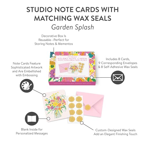 Image of Studio Oh! Blank Note Cards with Envelopes and Wax Seals, Boxed Stationery Set, Embossed All Occasion Cards for Thank You Notes, Letters, Gifts and Keepsakes, Garden Splash