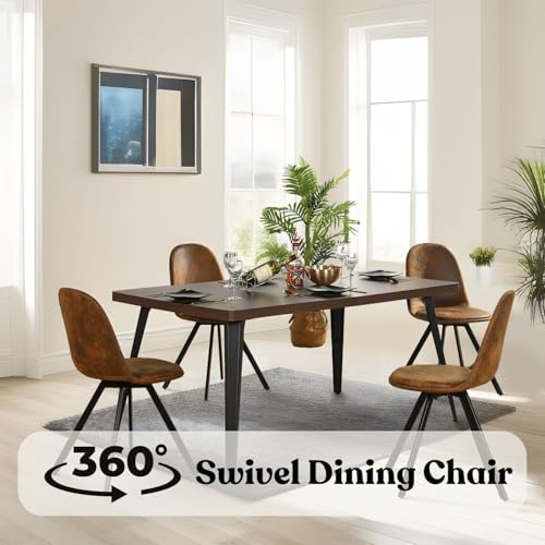 HomyCasa 5-Piece Mid-Century Dining Set, Sturdy Metal Frame, Perfect for Kitchen & Dining Room, Comfortable Swivel Chair