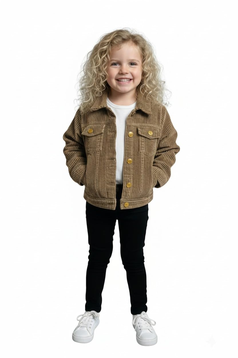 A.T.U.N. (ALL THINGS UBER NICE) Chaqueta de mezclilla moderna para niñas, ropa exterior casual con botón frontal completo, cuello inteligente y bolsillos, elegante chaqueta casual para niños, para