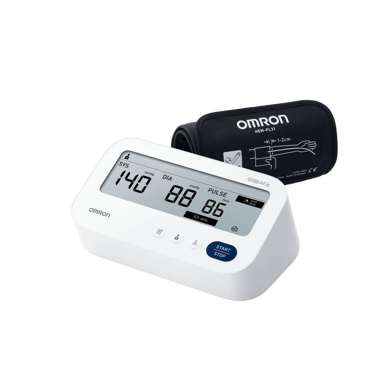 OMRON M3 Comfort AFib – Tensiomètre Bras avec Brassard Intelli Wrap 22–42 cm – Détection Fibrillation Auriculaire – Technologie Intellisense – 2 Utilisateurs, 60 Mémoires – Compatible OMRON connect
