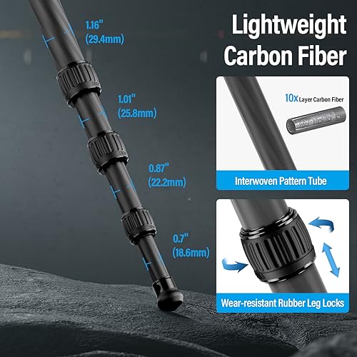 Sirui AM-284 Carbon Fiber Tripod For Travel, Professional Camera Tripod With 4-Section Legs thumb #2