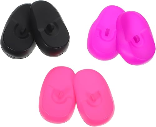 3 pares de protectores de silicona para los oídos para tinte y tratamiento del cabello, color negro, rosa, rojo, morado, salón y uso doméstico