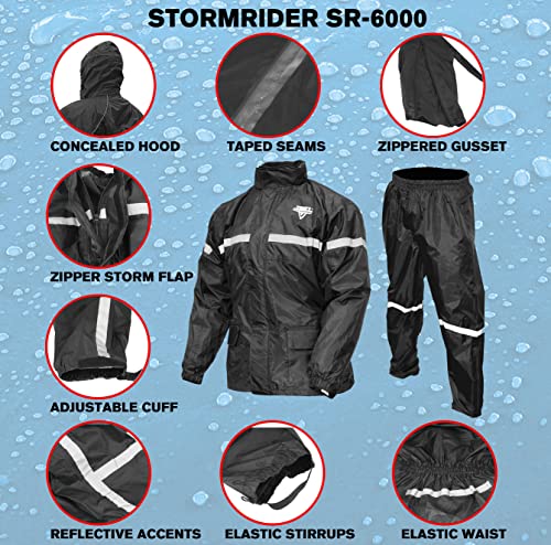 Nelson Rigg Stormrider Rain Suit; 100% Waterproof, Pants And Jacket Included With Reflective Striping (Hi-Viz Yellow/Black, Large) #TOP1