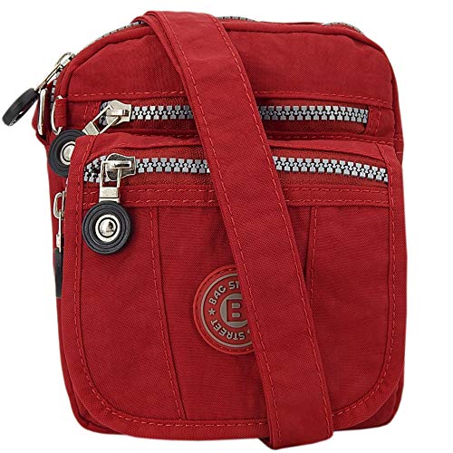 ekavale kleine Umhängetasche Damentasche aus hochwertigem wasserabwesendem Nylon Schultertasche (Rot)