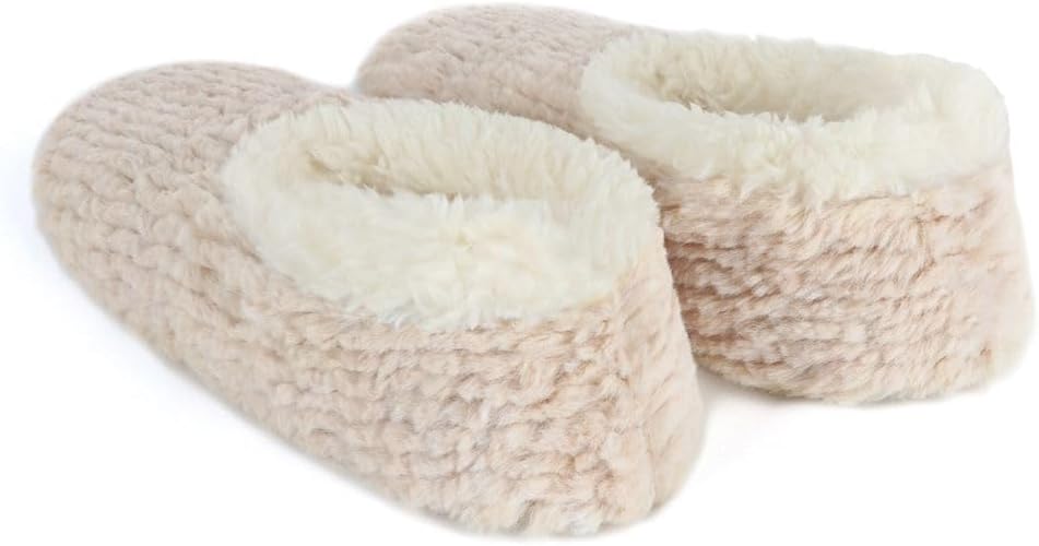 Snoozies Teddy Bear Faux Fur House Slippers for Women with Memory Foam Insole, Sherpa-Lined Slipper Socks Non-Skid - Image 3
