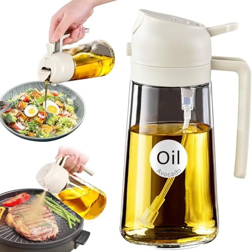 Image of SHOPPOFOBIX Oil Sprayer and Dispenser Bottle Glass, 500ml Capacity, 2-in-1 Design, Press to Dispenser | Vinegar, Soy Sauce, Olive, Sauce, Oil (2)