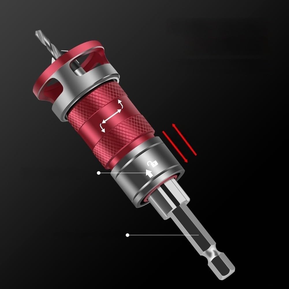 Punta per trapano Svasatrice Regolabile in Acciaio 6542 per Plastica(Red)