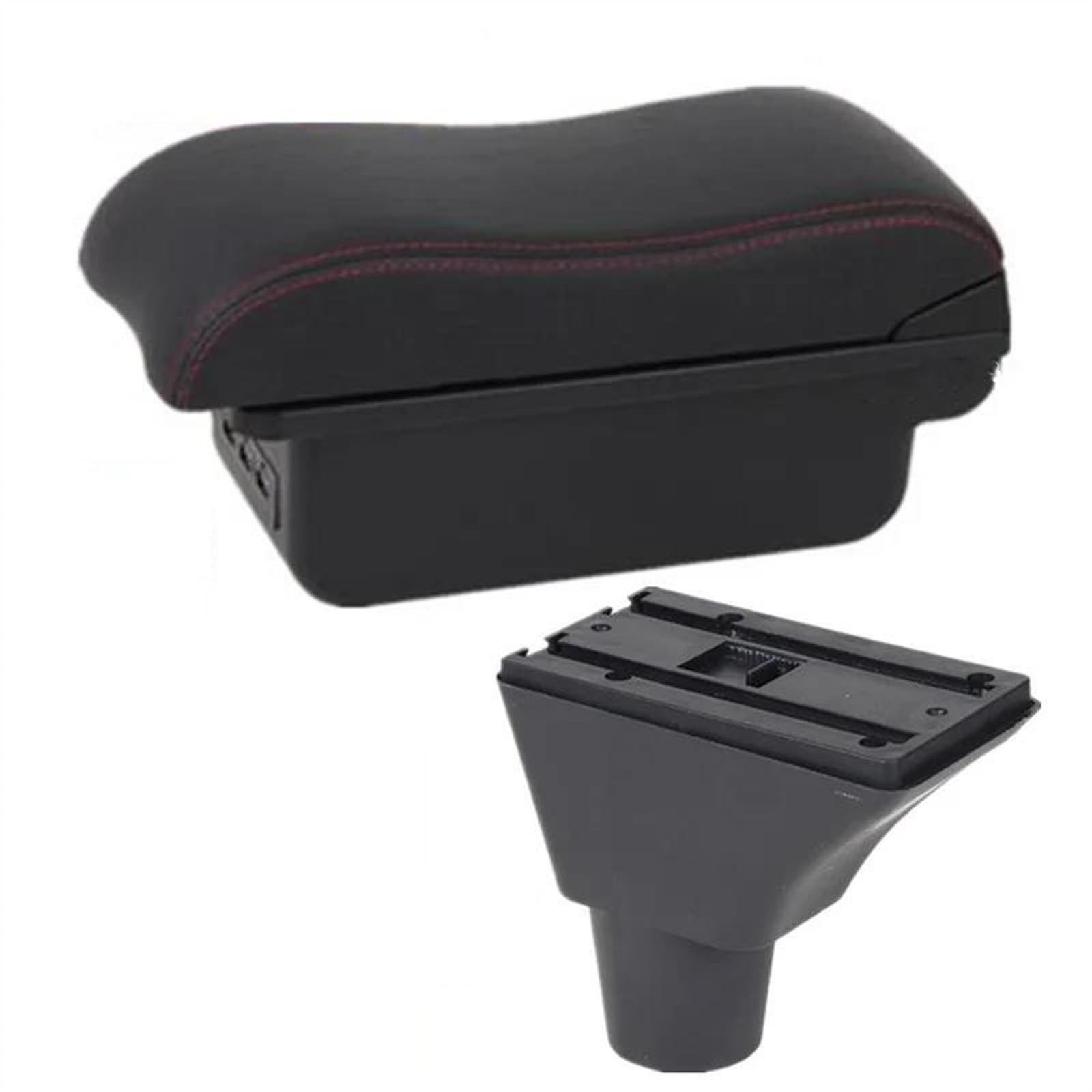 NMJLQW Storage Rack Car Interior Accessories Center Console Storage Box Multi-function Armrest Storage Box For Ibiza 6j 6L(B Red black 3USB)