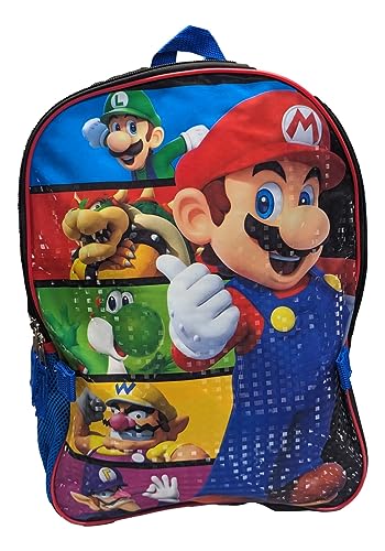 Accessory Innovations Mochila Mario Luigi Bros tamanho completo 40,6 cm com lancheira destacável