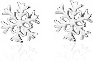 S925 Sterling Silver Christmas Snowflake Stud Earrings