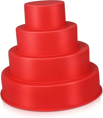 Herramienta de cocina para hornear, 4 moldes redondos para tartas, juego de moldes cuadrados para tartas, antiadherentes, de silicona, varios tamaños