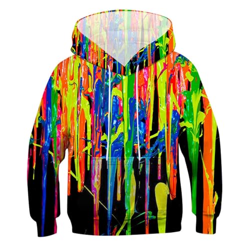 Kids Tie Dye Sweatshirt Boys Girls Hoodie Boy Teen Cartoon Print Tops Sweatshirts Kids for Children (Yellow, 9-10 Years)