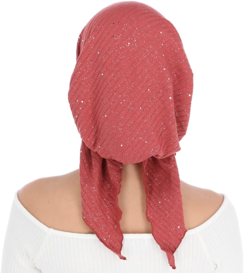 Madison Headwear Pretied Head Scarves for Women Featuring A Unique Sparkly Foil Finish and Stretchy Ribbed Fabric - Image 4