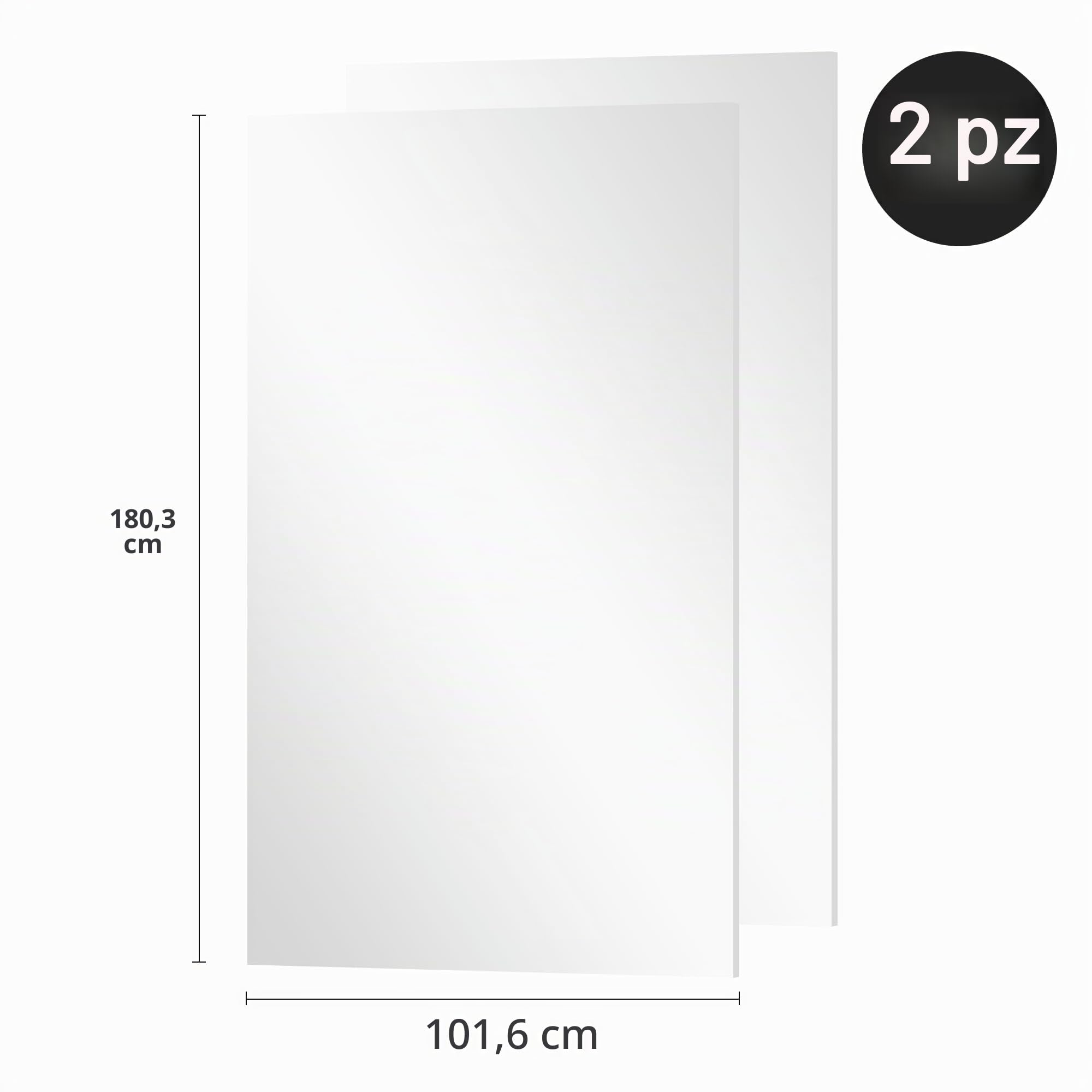 brisafe Specchio da Palestra per Casa, 2 Pezzi 180 x 100 cm, Grande Specchio Senza Cornice Montabile a Parete, Specchi a Figura Intera per Casa, Palestra, Garage e Camera da Letto