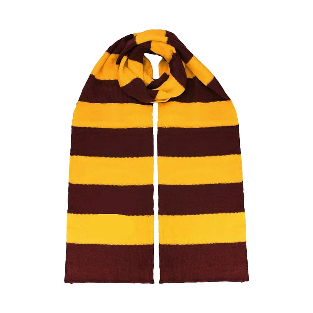 Ha*ry Potter Gryffindor Scarf, Knit Striped Magic College Styles Cosplay Ha*ry Potter Clothes Accessories for Christmas, Halloween, Birthday Themed Party - Ha*ry Potter Merchandise (Yellow)-image-25