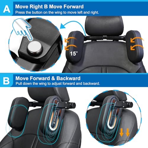 Image of Spurtar Updated Version Car Headrest Pillow for Kids Head Support, Adjustable Interior Must Haves for Toddler Travel, Memory Foam Neck Pillow Road Trip Essentials