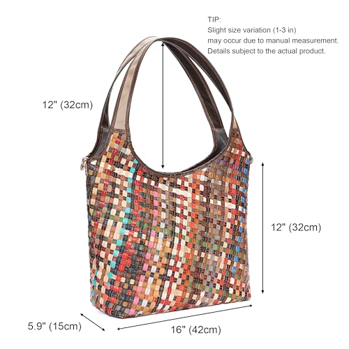 Women's Mosaic Tote Bag Genuine Leather Purses For Women Handwoven With Unique Design Stylish & Colorful Shoulder Bag3