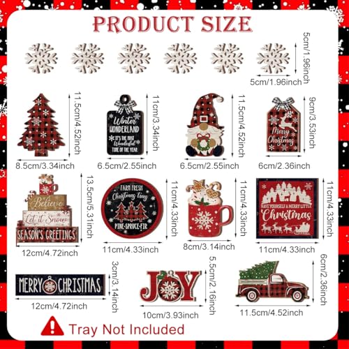 Image of HASTHIP 17pcs Christmas Village Set Wooden Decor Blocks Without Tray