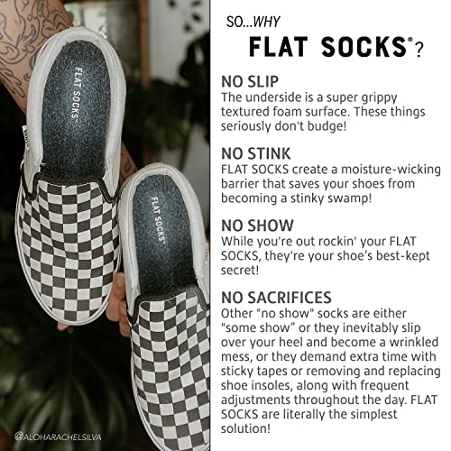 Flat Socks No Show Socks, Sockless Shoe Liner, No Slipping, No Stinking, Washable Barefoot Shoe Insert For Men And Women, Green Plaid, Small #TOP2