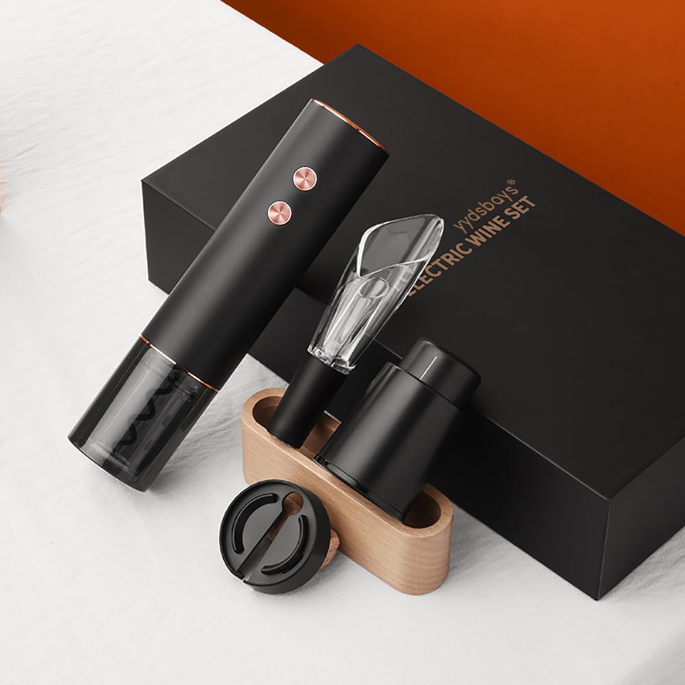 Electric Wine Bottle Opener Automatic Corkscrew Professional for Wine Lovers Luxury Gift (Gold, Set, Gift Box, Rechargeable)
