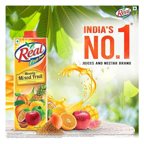 Image of DABUR Real Masala Mixed Fruit Juice - 1L (Pack Of 4) | No Added Preservatives, No Artificial Colours & Artificial Flavours | Goodness Of Best Fruits With Chatpata Masala, Daily Dose Of Fruit Nutrition