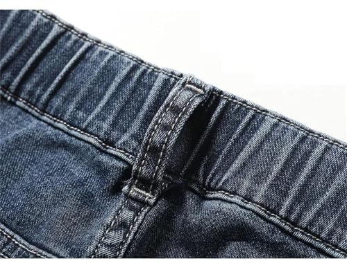 Men's Classic Jeans Elastic Loose Straight Cotton Denim Trousers Business Casual Thin Pants4