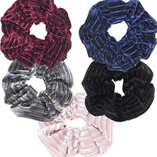 Hair Scrunchies Striped Velvet Fabric Hair Ring Bobble Hair Ties Rubber Band Quality Hair Headbands for Women's Hair Accessories