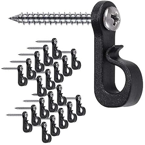 SELEWARE Pack of 20 Q-Hanger, Home Christmas Lights Hanger Hooks with Phillips Screw for Garage New Year Party Outdoor Easy Release Wire and Fairy Led Lights, Widthwise Screw Cover