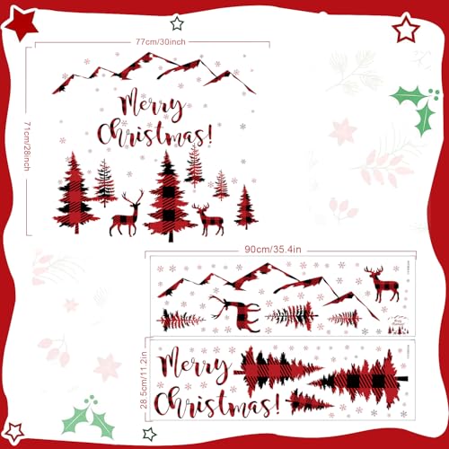 Vinilo adhesivo navideño rojo y negro con ciervo y copos de nieve miniatura 7