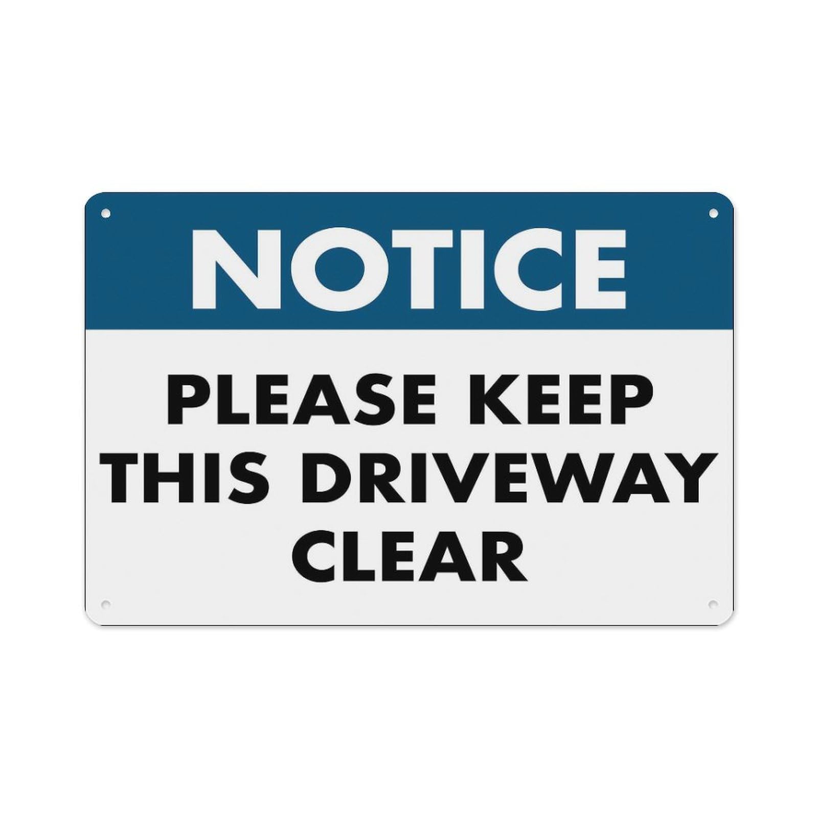 peiyeety Notice Please Keep This Driveway Clear Sign Aluminum Tin Warning Signs for Home Outdoor Garden 8X12 Inches