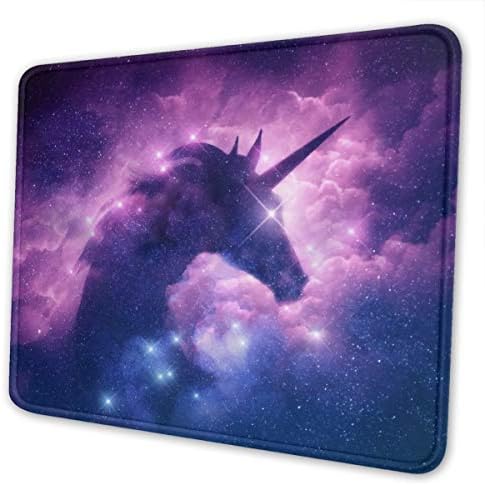 Galaxy Unicorn Purple Nebula Gaming Mouse Pad with Stitched Edges, Customized Rectangle Mousepad Non-Slip Rubber Base for Computer Laptop Office Accessories 9.5 x 7.9 Inch