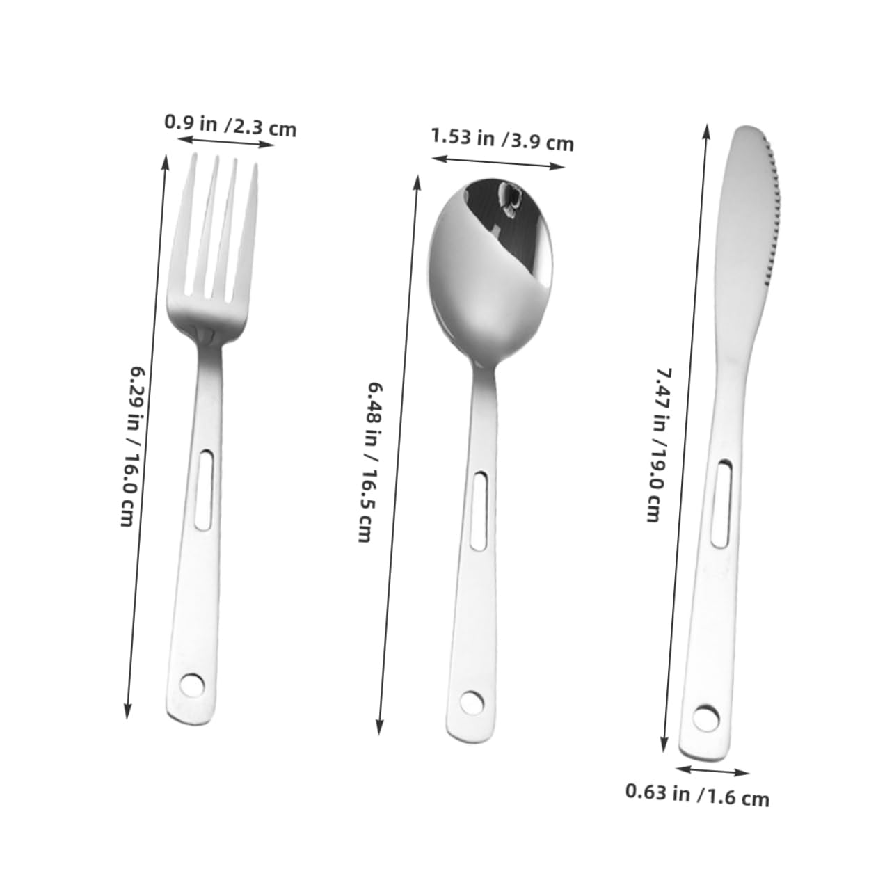 iplusmile Posate Da Campeggio in Acciaio Inox Compreso Forchetta Cucchiaio e Coltello Leggero e Portatile Per Picnic Campeggio e Viaggi