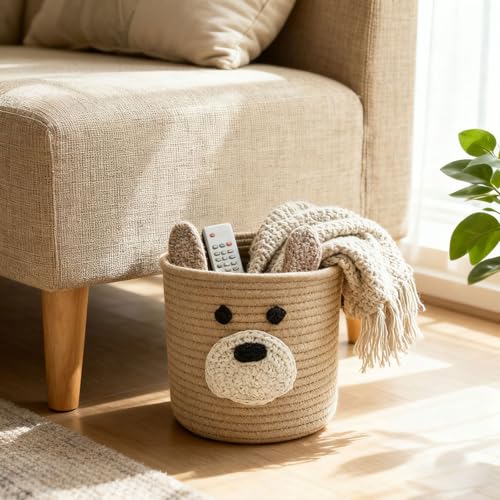 Image of Bear Basket for Nursery, Baby Shower Baskets, Baby Baskets for Kids Toy, Laundry Hamper, Storage Basket for Children Plant Pet Gift Indoor Corner 10 inch D x 8 inch H (Brown)