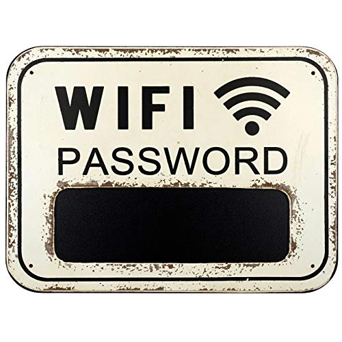 Excello Global Products WiFi Password Sign Made from Distressed Weathered Surface Wood. Includes a Mini Chalkboard to Display WiFi Password (White)