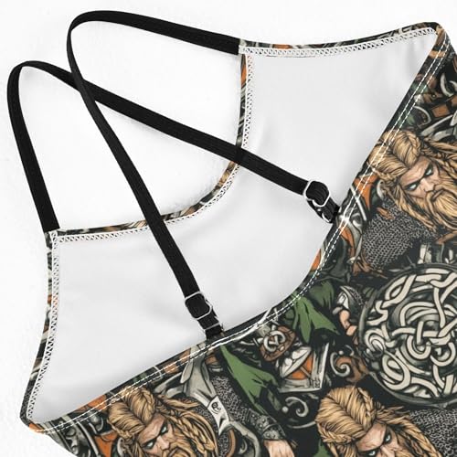 Girls Swimsuits 1 Piecing Bathing Suit Girl Toddler Swim Suit for Girls Beach Swimwear 3T Viking Colorful Vintage Pattern4