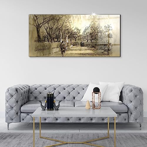 Wallart sépia tree park decoration interieure moderne tableau image verre colore - 5