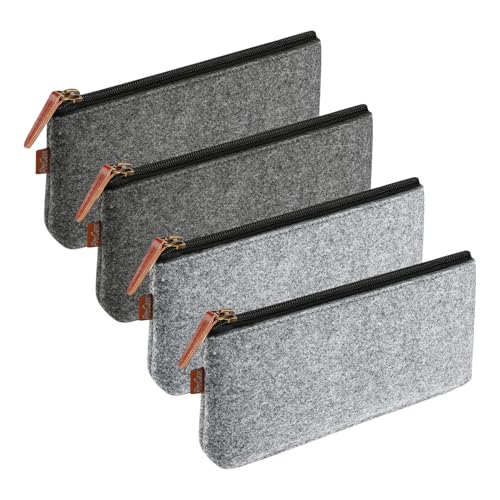 Rixotix Pack de 4 estuches de fieltro de 21 x 11 cm, neceser de cosméticos con cremallera, bolsa multifunción para bolígrafos, lápices, oficina, escuela