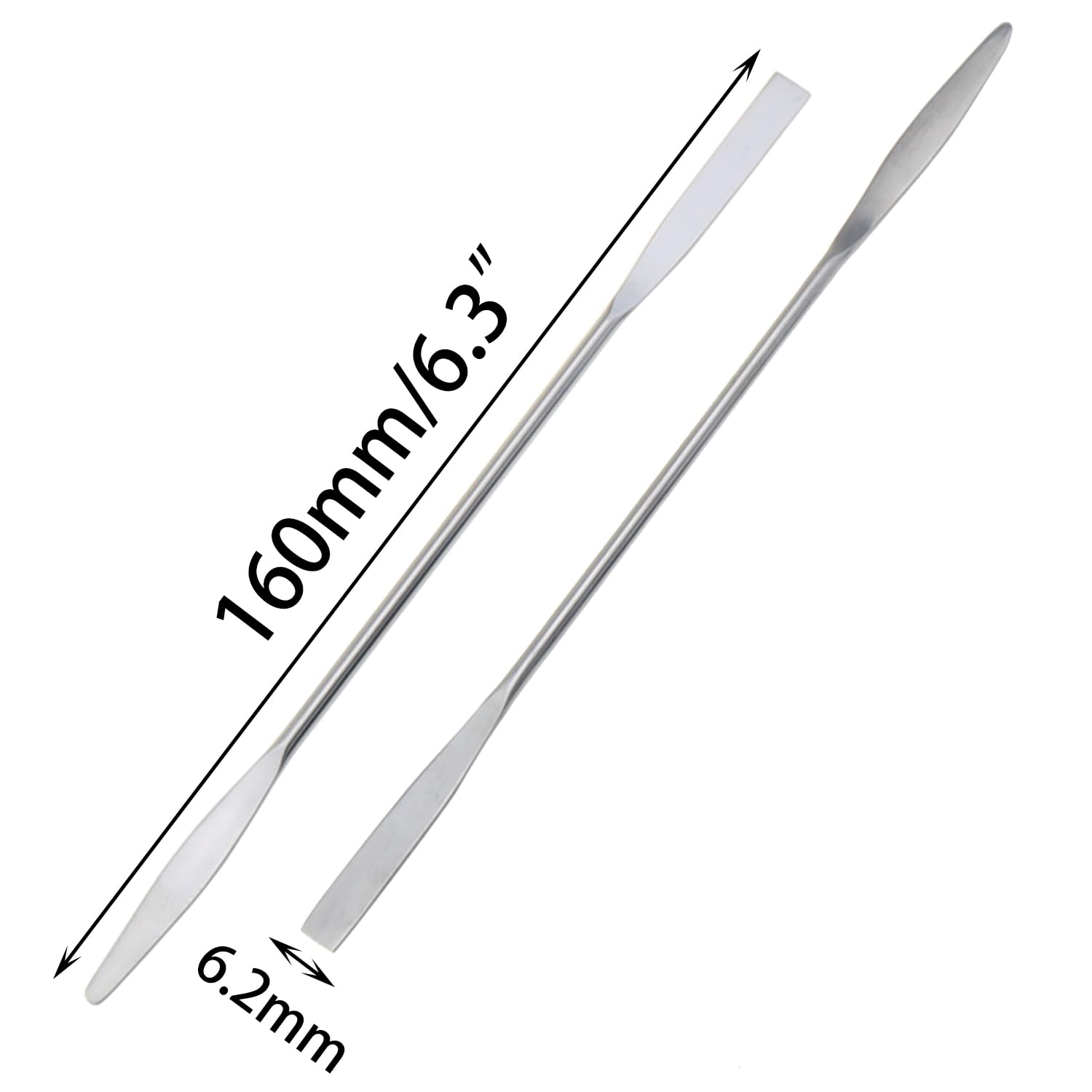 DGZZI 2PCS Stainless Steel Palette Stick Double Ended Spatula 160mm Laboratory Spatula Semi Micro Spatula Square/Round End Spatula Suitable for Laboratory Application Restaurant Kitchens Handicrafts